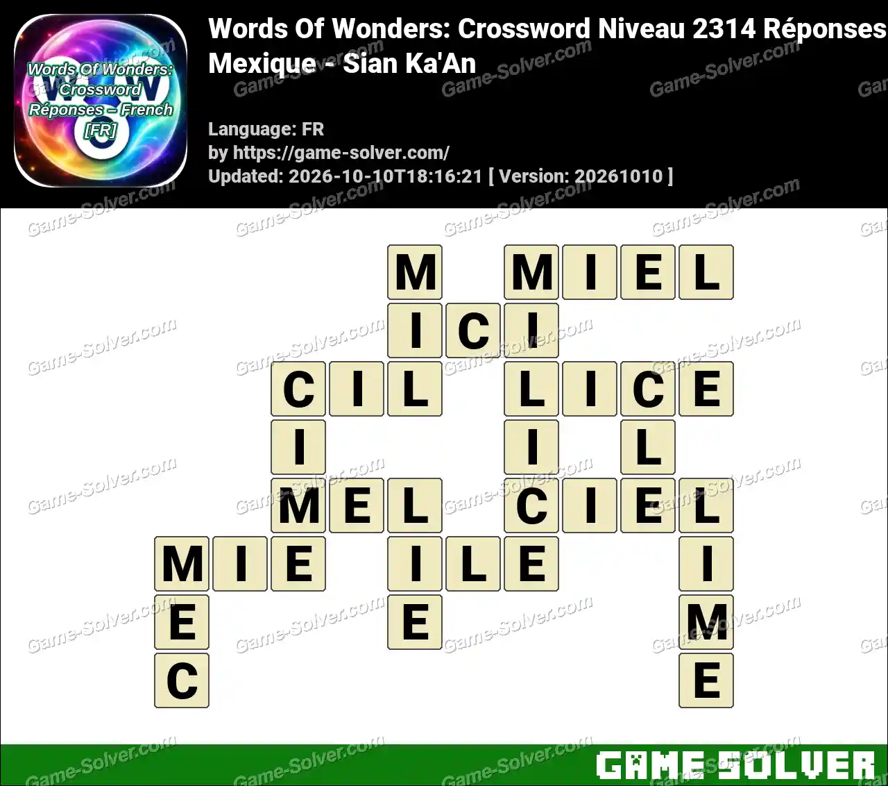Words Of Wonders: Crossword Niveau 2314 Réponses – Mexique – Sian Ka’An